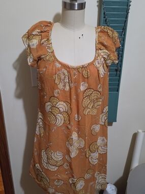 Forever 21 Orange Floral Chain-Print Dress